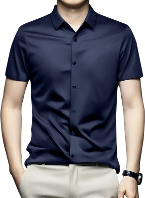 Filohevis Men Solid Formal Dark Blue Shirt