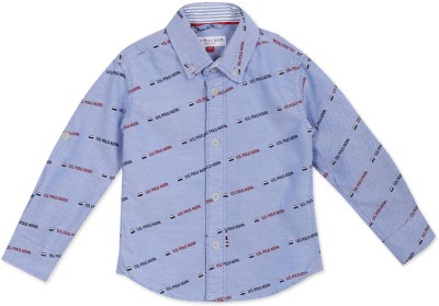 U.S. POLO ASSN. Boys Printed Casual Blue Shirt