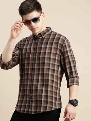 Showoff Men Checkered Casual Brown, Black, Beige Shirt