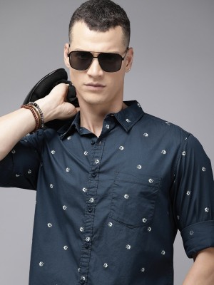 Roadster Men Printed Casual Dark Blue Shirt