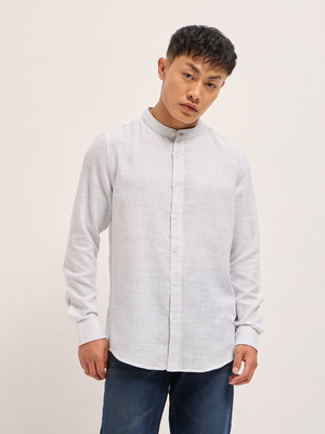 THE BEAR HOUSE Men Solid Casual Grey Shirt
