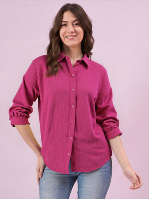 THECLASSICTOGS Women Solid Casual Pink Shirt