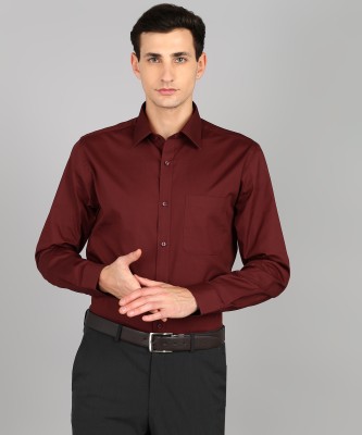 Raymond Men Solid Formal Maroon Shirt