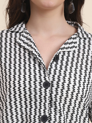 Dressberry Women Striped Casual Black Shirt