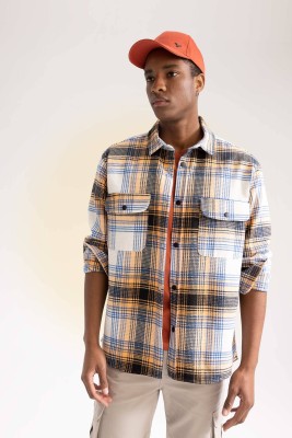 defacto Men Printed Casual Dark Blue Shirt