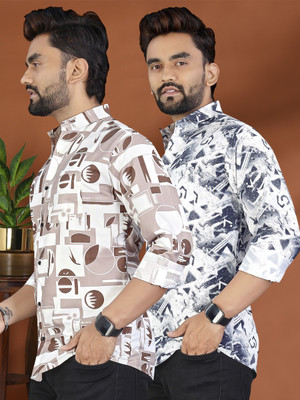 ADWYN PETER Men Printed Casual Multicolor Shirt(Pack of 2)