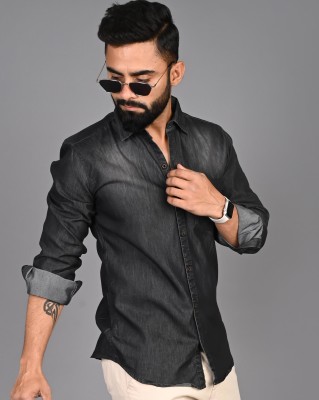 FUBAR Men Solid Casual Black Shirt