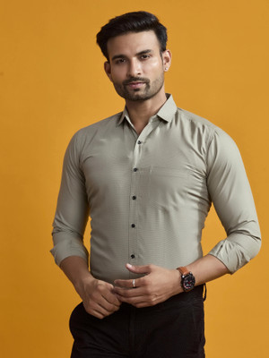 STONEBERG Men Solid Formal Grey Shirt