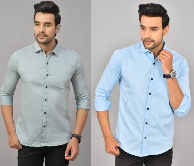 Hems trends Men Solid Casual Multicolor Shirt(Pack of 2)