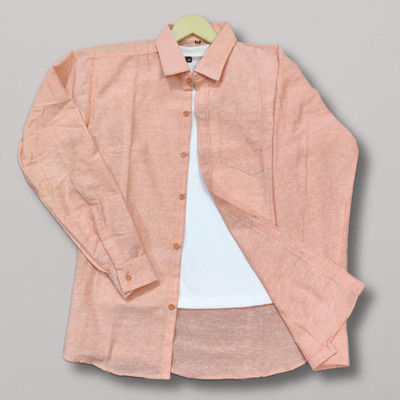 SHIRTX FASHION Men Solid Casual Orange Shirt