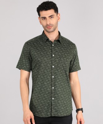 PARX Men Printed Casual Dark Green Shirt