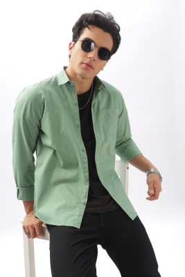 BS BLUE SQUAD Men Solid Casual Light Green Shirt