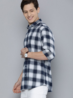 Mast & Harbour Men Checkered Casual Blue Shirt