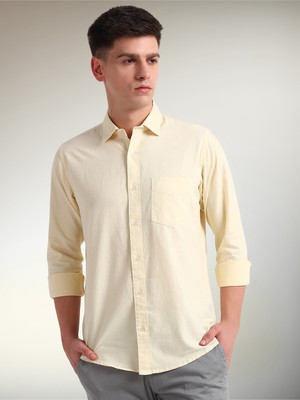 ENSPYR Men Solid Casual Yellow Shirt