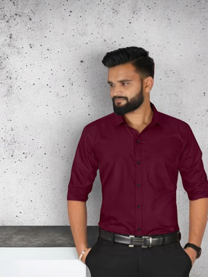 RadhikaFashion Men Solid Casual Maroon Shirt