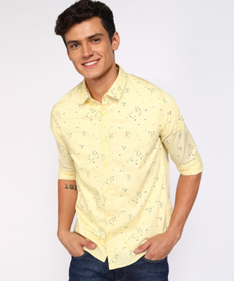 Spykar Men Printed Casual Yellow Shirt