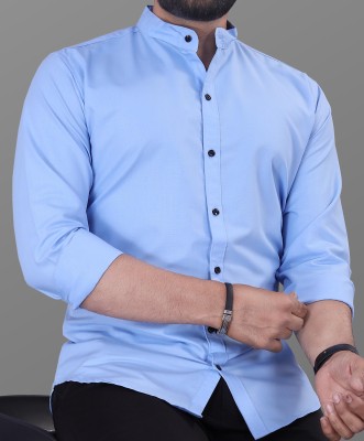 VeBNoR Men Solid Casual Light Blue Shirt