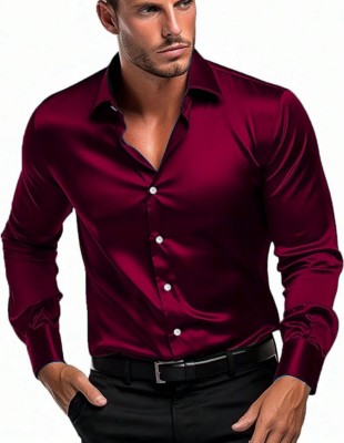 METRONAUT Men Solid Formal Maroon Shirt