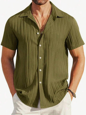 Hityyani Men Striped Formal White Shirt
