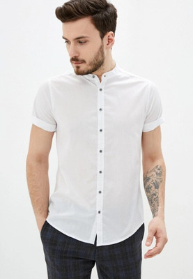 BASE 41 Men Solid Casual White Shirt