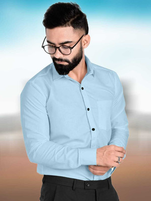 Typetron Fashion Men Solid Formal Light Blue Shirt