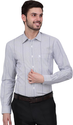 CANTABIL Men Striped Formal Blue Shirt