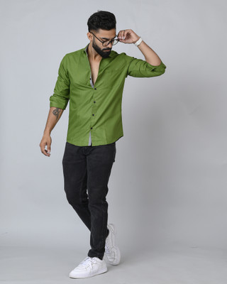 METRONAUT Men Solid Casual Green Shirt