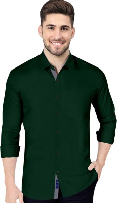 Ethnic Trendz Men Solid Casual Dark Green Shirt