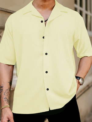 Marmic Fab Men Solid Casual Yellow Shirt