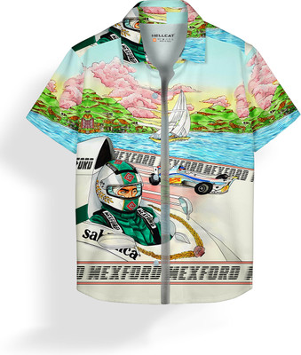 Hellcat Boys Printed Casual Light Blue Shirt