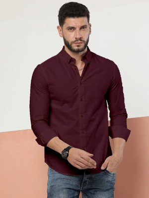 SHIV FASHION Men Solid Casual Maroon Shirt