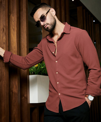 CAMPUS SUTRA Men Self Design Casual Pink Shirt