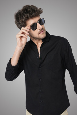 NIGHTSCAPE F Men Solid Casual Black Shirt