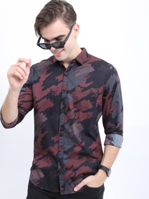 KETCH Men Printed Casual Brown Shirt