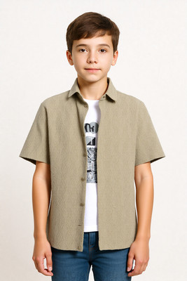 Charchit Boys Solid Casual Khaki Shirt