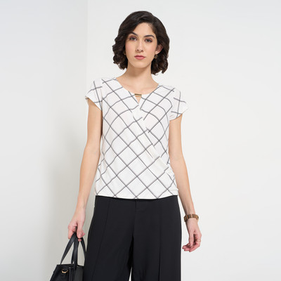 Annabelle by Pantaloons Women Printed Casual White Shirt