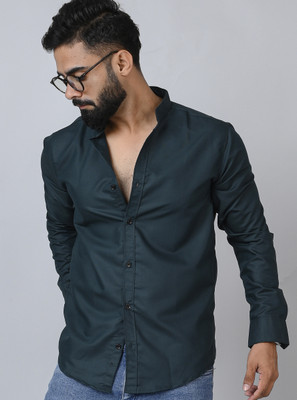METRONAUT Men Solid Casual Dark Green Shirt