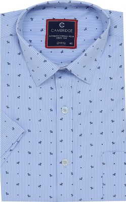 Cambridge Store Men Printed Formal Blue Shirt