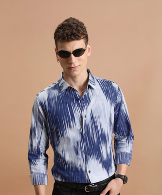 HIGHLANDER Men Printed Casual Blue Shirt