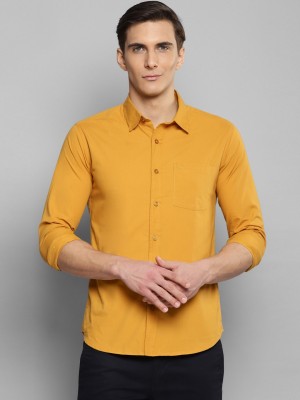 Allen Cooper Men Solid Casual Yellow Shirt