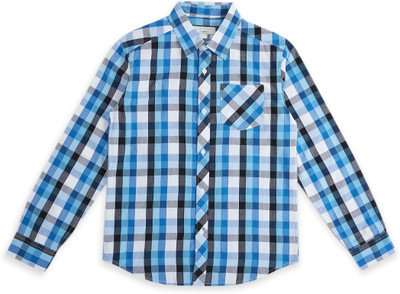 Pantaloons Junior Boys Checkered Casual Blue Shirt