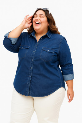 Styloketh Women Washed Casual Blue Shirt