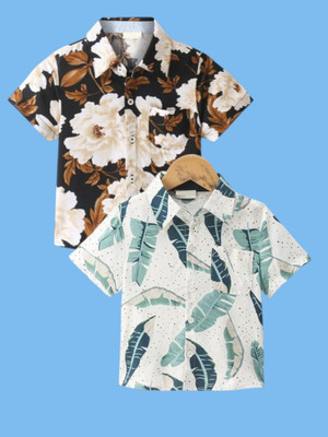 KILLER Boys Floral Print Casual Light Green Shirt(Pack of 2)