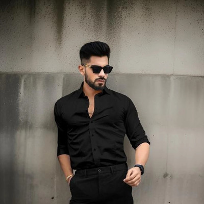 NOIL Men Solid Casual Black Shirt