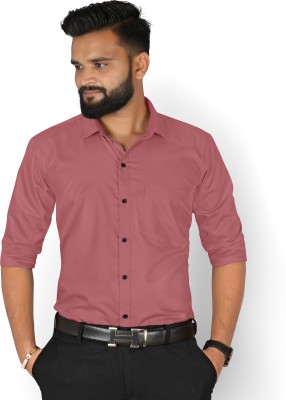 FIBERMILL Men Solid Formal Pink Shirt