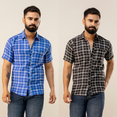 METRONAUT Men Checkered Casual Multicolor Shirt(Pack of 2)