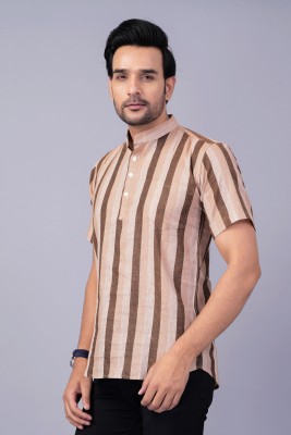 Angel Bird Men Striped Casual Brown Shirt