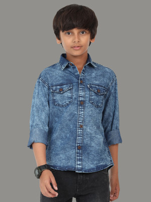 AIDAN PAUL Boys Washed Casual Blue Shirt