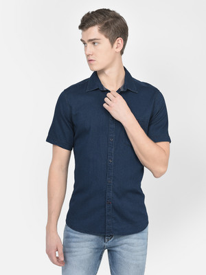 CRIMSOUNE CLUB Men Solid Casual Blue Shirt