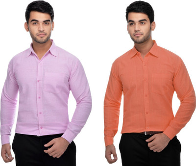 DESHBANDHU KHADI Men Solid Formal Multicolor Shirt(Pack of 2)